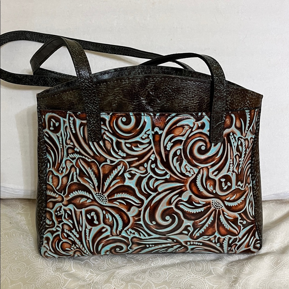 Patricia Nash Brown and Orange & Turquoise Satchel